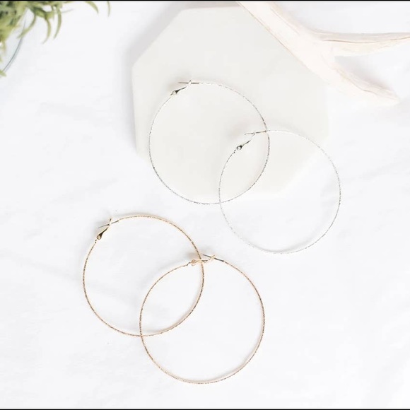 Gold and Silver Twinkle Hoop Earrings - Picture 3 of 4